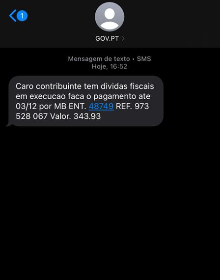 Portal gov.pt SMS SCAM